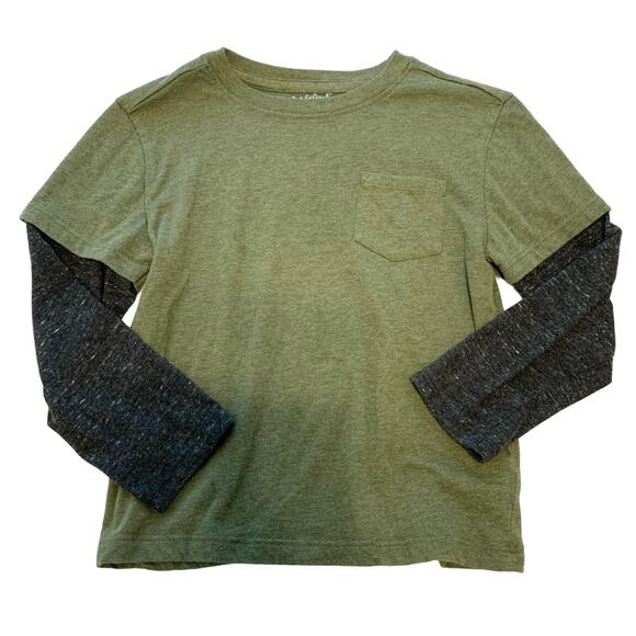 Cat & Jack Army Green and Dark Gray Long Sleeve T-Shirt - Picture 1 of 5